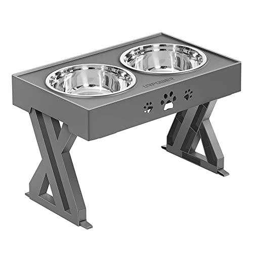 SUICRA Futternäpfe Adjustable Height Large Capacity Stainless Steel Pet Bowl (Color : Grijs) von SUICRA