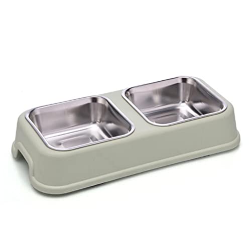 SUICRA Futternäpfe Anti-Skid and Drop-Resistant Dog Bowl Stainless Steel Pet Double Bowl (Color : Green) von SUICRA