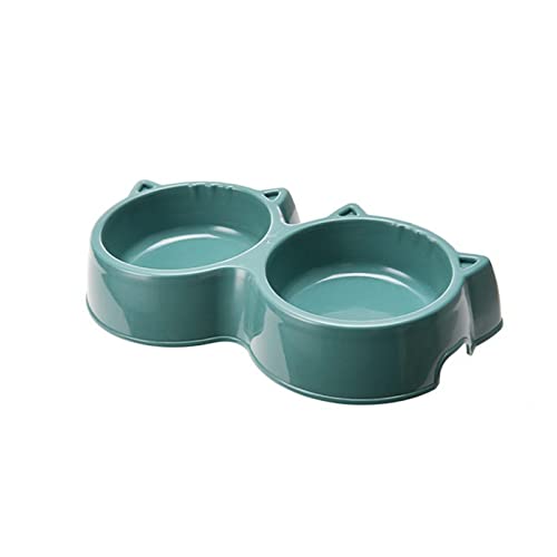 SUICRA Futternäpfe Cartoon Klinker Doppelschale Pet Feeder Kleine Katze und Hund Fütterung Trinkbecken Pet Bowl Zubehör (Color : Green) von SUICRA