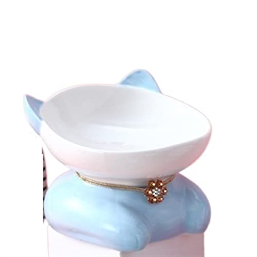 SUICRA Futternäpfe Cat Bowl Ceramic Foot Bowl Cat Food Bowl Cat Food Bowl Pet Bowl Cat Water Bowl Neck Guard Cat Bowl Pet Accessories Pet Supplies (Color : Blue) von SUICRA