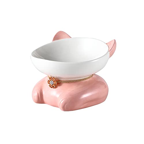 SUICRA Futternäpfe Cat Bowl Ceramic Foot Bowl Cat Food Bowl Cat Food Bowl Pet Bowl Cat Water Bowl Neck Guard Cat Bowl Pet Accessories Pet Supplies (Color : Pink) von SUICRA