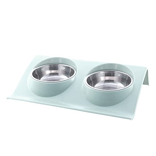 SUICRA Futternäpfe Cat Bowl Double Bowl Pet Stainless Steel Oblique Mouth Rice Bowl Splash-Proof Leak-Proof Cat Food Basin Leak-Proof Water Basin (Color : Green, Size : L) von SUICRA