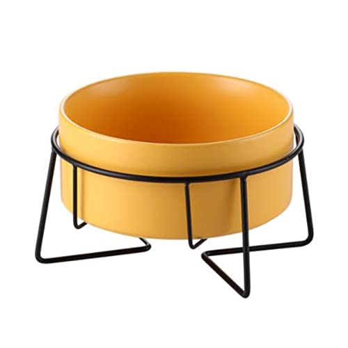 SUICRA Futternäpfe Ceramic Bowl Iron Rack Feeding Non-Slip Bowl for Pet (Color : Yellow, Size : 16.8cm) von SUICRA