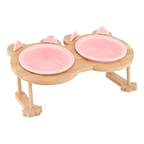 SUICRA Futternäpfe Ceramic Cat Feeder, Dog Bowl, Single and Double, Pet Feeder, Dog Feeder, Water Bowl with Stand, Feeding Plate, Feeding, Pet, Supplies (Color : Pink 2 Bowls Set) von SUICRA