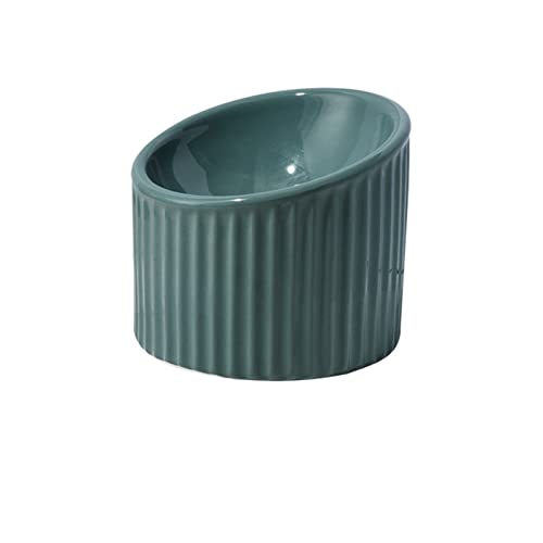 SUICRA Futternäpfe Ceramic Tall Anti-Overturning Pet Bowl (Color : Green) von SUICRA