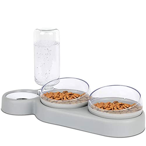 SUICRA Futternäpfe DREI Pet Bowl Set Rutsch 15 ° Tilt 360 ° drehbare doppelte Lebensmittelschüssel Automatische Wasserflasche for kleine Mittelhunde Katze von SUICRA