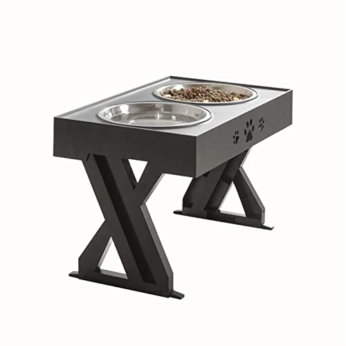 SUICRA Futternäpfe Dog Double Bowls Stand Height Adjustable Pet Feeding Bowl Medium Big Dog Elevated Food Water Dish Dogs Cats Lift Table Feeders (Color : Black) von SUICRA