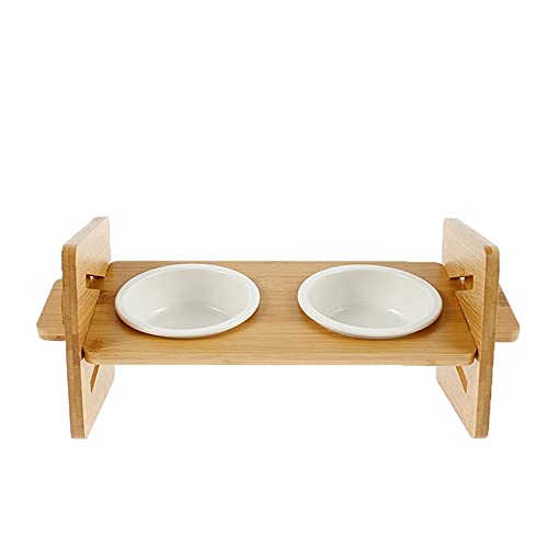 SUICRA Futternäpfe Double Hundeschüsseln Pet Welpen Keramik Platten Einstellbare Holz Rack Lebensmittel Wasser Bowl Feeder Pet Katzen Fütterungsgerichte Pet Products von SUICRA