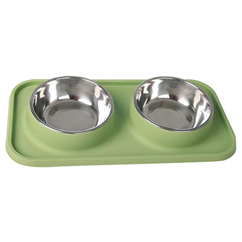 SUICRA Futternäpfe Double-Layer pet Bowl Stainless Steel pet Feeding Bowl (Color : Green) von SUICRA