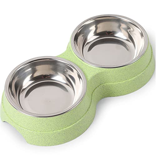 SUICRA Futternäpfe Double Pet Bowls Dog Food Water Feeder Stainless Steel Pet Drinking Dish Feeder Cat Puppy Feeding Supplies Small Dog Accessories von SUICRA