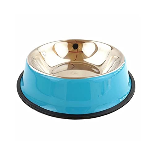 SUICRA Futternäpfe Edelstahlkatze Bowls Pet Steel Bowl Set Lebensmittel Wasserschüssel for Hunde und Katzen Anti-Skid Cats Supplies (Color : Blue) von SUICRA