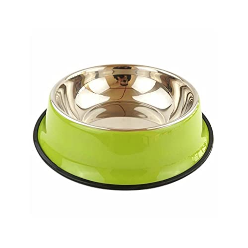 SUICRA Futternäpfe Edelstahlkatze Bowls Pet Steel Bowl Set Lebensmittel Wasserschüssel for Hunde und Katzen Anti-Skid Cats Supplies (Color : Green) von SUICRA