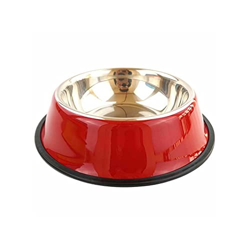 SUICRA Futternäpfe Edelstahlkatze Bowls Pet Steel Bowl Set Lebensmittel Wasserschüssel for Hunde und Katzen Anti-Skid Cats Supplies (Color : Red) von SUICRA