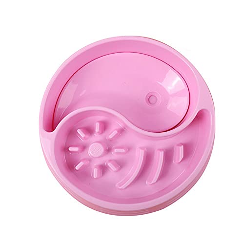 SUICRA Futternäpfe Große Kapazität Slow Futter Hundeschüssel 2 in1 Lebensmittel Wasser PET-Schüssel Trinken Verhindern Sie Bloat-Erbrechen nassen Mund (Color : Pink) von SUICRA