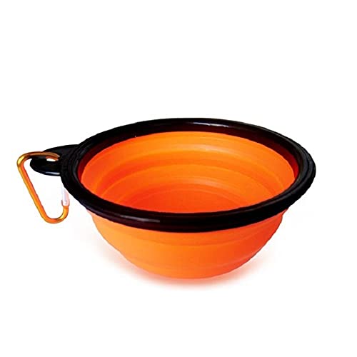 SUICRA Futternäpfe Haustier Hund Katze Fütterung Wasser Faltschale Mit Schnalle Haustierschüssel Outdoor Portable Hundeschüssel Utensilien Universal Pet Equipment (Color : Orange) von SUICRA