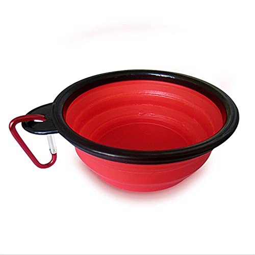 SUICRA Futternäpfe Haustier Hund Katze Fütterung Wasser Faltschale Mit Schnalle Haustierschüssel Outdoor Portable Hundeschüssel Utensilien Universal Pet Equipment (Color : Red) von SUICRA