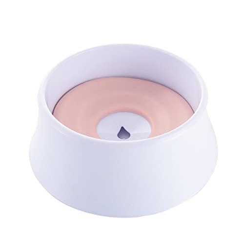 SUICRA Futternäpfe Haustier Katze Hund Wasserschüssel Floating Bowl Slow Water Feeder Getränkspender Anti-Overflow Pet Fountain 1200ml Spritzerfrei Wasserschale (Color : Pink) von SUICRA