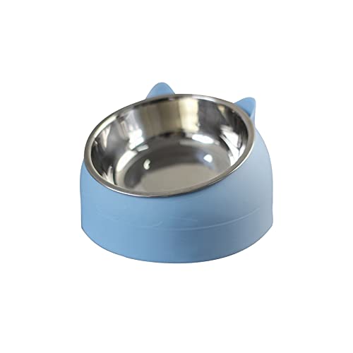 SUICRA Futternäpfe Haustierkatze Schüssel 15 Grad geneigt Hundekatze-Feeder Pet Food-Trinker-Brunnen-Schüsseln für Katzen Hunde Zubehör (Color : Blue, Size : 400ML) von SUICRA