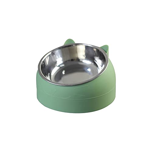 SUICRA Futternäpfe Haustierkatze Schüssel 15 Grad geneigt Hundekatze-Feeder Pet Food-Trinker-Brunnen-Schüsseln für Katzen Hunde Zubehör (Color : Green, Size : 200ML) von SUICRA