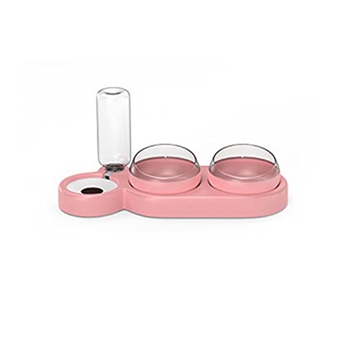 SUICRA Futternäpfe Haustierkatze Schüssel Automatische Zuführung Hundekatze Lebensmittelschüssel mit Wasserbrunnen Doppelschale Trinken Erhöhte Ständer Dish Bowls Für Katzen (Color : Pink) von SUICRA