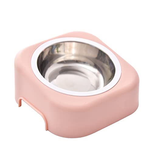 SUICRA Futternäpfe Neues Haustier 15 ° Abschrägung Nackenschutz Edelstahl Getreidebecken Anti-Rutsch- und Anti-Stärker-Automatik-Feeder Einzelschüssel for Katzen und Hunde (Color : Pink) von SUICRA