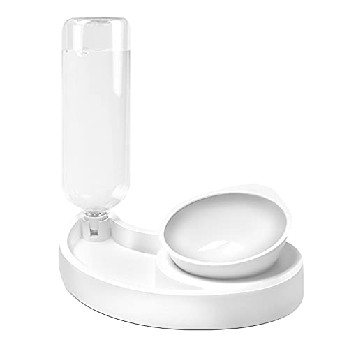 SUICRA Futternäpfe No-Spill Einstellbare 15 Grad Neigung Hundefutterschüssel Wasserspendermaterial PET-Feeder Einfach zu reinigen (Color : White) von SUICRA