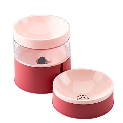 SUICRA Futternäpfe Pet Bowls Cat Dog Automatic Food Water Feeder Double Bowls Puppy Raise Drinking Dish for Cats Feeding Supplies Dual Use (Color : Pink) von SUICRA