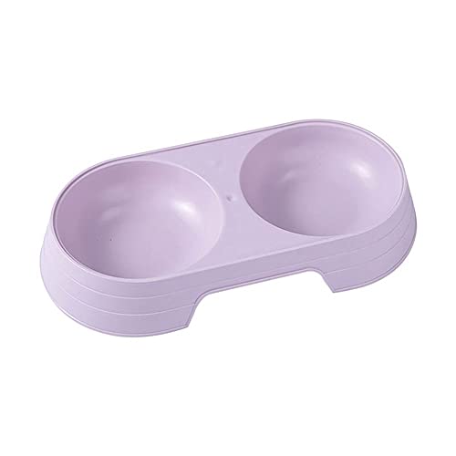 SUICRA Futternäpfe Pet Cat Bowl Double Bowl Einfache Süßigkeiten Farbe Eine Schüssel Dual Ähnliche Haustierschüssel Katze Welpen Feeder Katze Zubehör (Color : Purple) von SUICRA