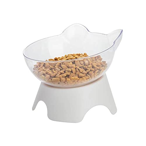 SUICRA Futternäpfe Pet Cat Bowl with Stand Non-Slip Water Food Feeder Transparent Inclined Cat Ear Shape Round Puppy Accessories von SUICRA