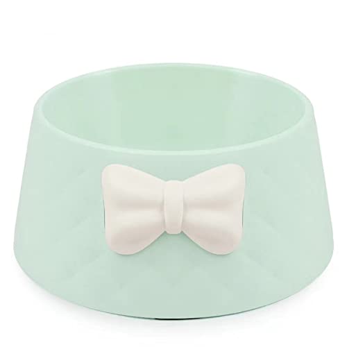 SUICRA Futternäpfe Pet Cat Feeding Food Bowls Lovely Bowknot Feeder Dish Bowel Bow Cat Bowl Anti Skid Travel Small Dog Food Water Bowl (Color : Green) von SUICRA