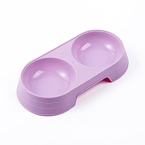 SUICRA Futternäpfe Pet Double Bowl Plastic Kitten and Dog Food Drinking Tray Feeder Cat Feeding Pet Supplies Accessories (Color : Purple) von SUICRA