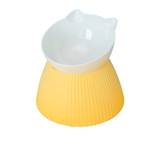 SUICRA Futternäpfe Pet Food Water Bowl Anti-Tip Binaural Pet Food Cat Accessorie Pet Snack Bowl (Size : Yellow) von SUICRA