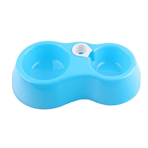 SUICRA Futternäpfe Pet Round Plastic Water Bowl Power Supply Double Bowl Dog Bowl Cat Food Bowl Dog Water Bottle Usable Bowl (Size : Blue) von SUICRA