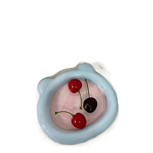 SUICRA Futternäpfe Pet cat Bowl Cute pet Drinking Water Feeding Bowl Ceramic cat Food Dog Food Tableware cat and Dog pet Supplies Accessories (Color : Blue pink Bear) von SUICRA