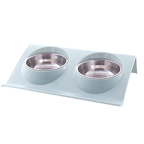 SUICRA Futternäpfe Stainless Steel Integrated Double Bowl Oblique Mouth Feeding Bowl (Color : 2) von SUICRA