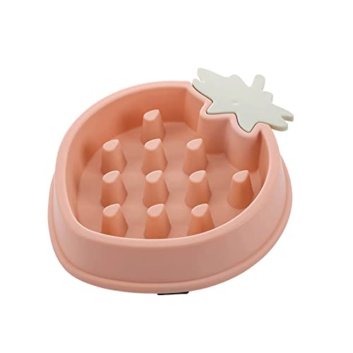 SUICRA Futternäpfe Strawberry Shaped Pet Dog Feeding Food Bowls Anti-Slip Puppy Slow Down Eating Feeder Dish Bowl Prevent Obesity Pet Dogs Supplies (Color : Pink) von SUICRA