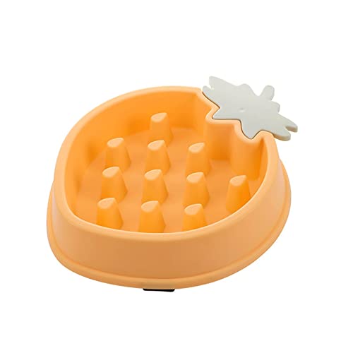 SUICRA Futternäpfe Strawberry Shaped Pet Dog Feeding Food Bowls Anti-Slip Puppy Slow Down Eating Feeder Dish Bowl Prevent Obesity Pet Dogs Supplies (Color : Yellow) von SUICRA