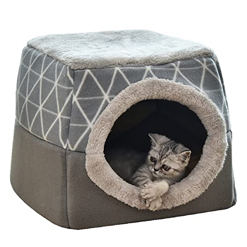 SUICRA Haustierbett waschbar Cat Kennel Four Seasons General Kennel Winter Warm House Type Kennel Cat House Dog Accessories Pet Supplies (Color : Grijs, Size : L) von SUICRA