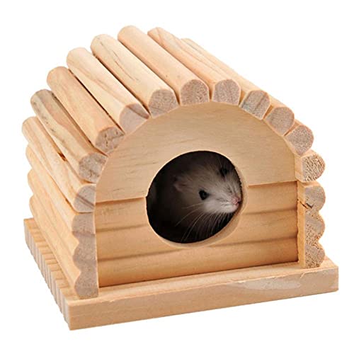 SUICRA Haustierbett waschbar Durable Splitted Small Squirrel Hamster House Cabin Pet Supply Yellow Semicircular Tree Hole-Shaped Sleeping Nest von SUICRA