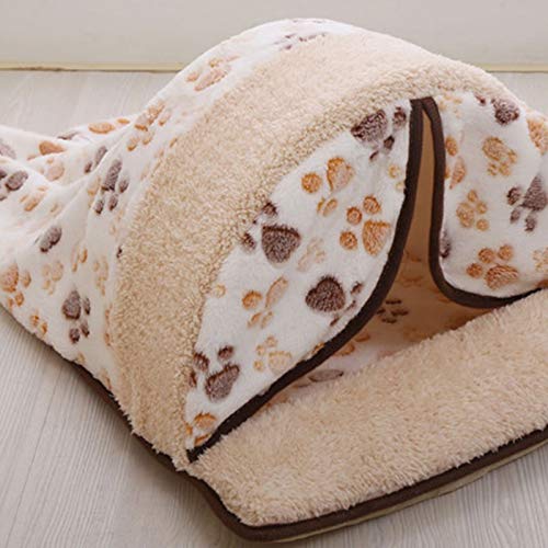 SUICRA Haustierbett waschbar Haustier Hund Bett Waschbarer Hundehaus Weiche Material Haustier Nest All Seasons Nest Kennel for Katze Welpen Katze Nest mit Vorhang (Color : Beige, Size : Large) von SUICRA