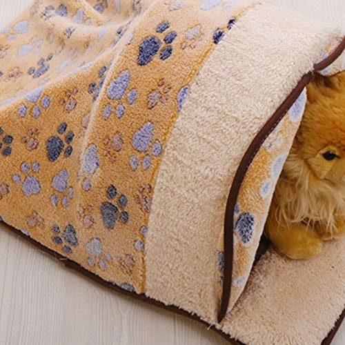 SUICRA Haustierbett waschbar Haustier Hund Bett Waschbarer Hundehaus Weiche Material Haustier Nest All Seasons Nest Kennel for Katze Welpen Katze Nest mit Vorhang (Color : Brown, Size : Large) von SUICRA