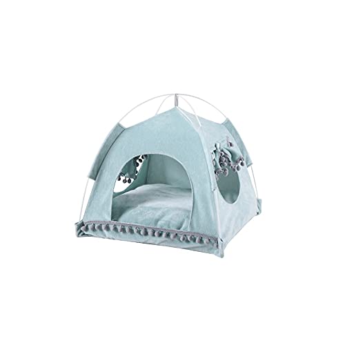 SUICRA Haustierbett waschbar Haustier Katze Zelt Sommer Weiches Bett Haus Höhle Haus Bequeme Korb Kennel Schlafendes Haus Indoor (Color : Blue, Size : S) von SUICRA