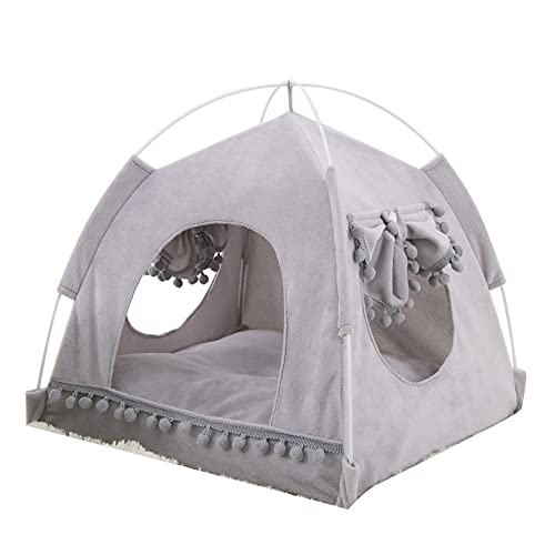 SUICRA Haustierbett waschbar Haustier Katze Zelt Sommer Weiches Bett Haus Höhle Haus Bequeme Korb Kennel Schlafendes Haus Indoor (Color : Grijs, Size : L) von SUICRA