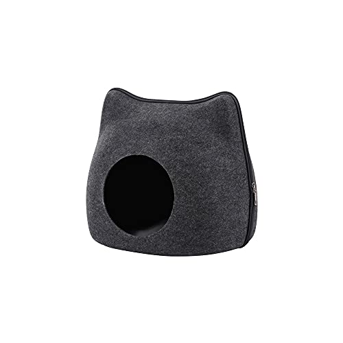 SUICRA Haustierbett waschbar Katze Bett Höhle Schlafsack Reißverschluss Filztuch Haustierhaus mit Kissen Nest Katze Korb Produkt Katze Tier von SUICRA