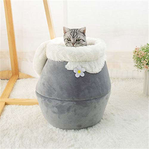 SUICRA Haustierbett waschbar Winter warme Katze weicher Kennel Kennel cat Bett höhle Haus Schlafsack Kissen pad Zelt (Color : Gray, Size : Small) von SUICRA