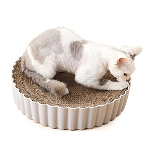 SUICRA Haustierbetten 2-in-1 Cat Scratch Board Round Cat Grinder Cardboard Paper Scratch Pad Kitten Sofa Bed (Size : L) von SUICRA