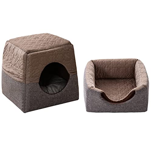 SUICRA Haustierbetten Cat Bed Little Mat Basket Pet Bed for Cat's House Pets Tent Cozy Cave Beds Dogs Soft Warm Sleep Bed Cave House Cat Accessories (Color : Bruin) von SUICRA