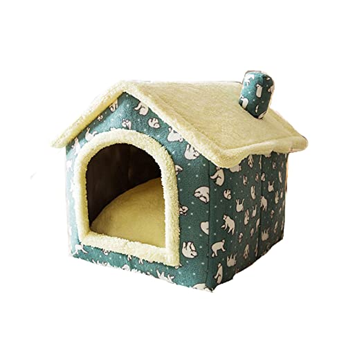 SUICRA Haustierbetten Cat Bed Sleep House Warm Cave Dog Kennel ; Removable Cushion Pad Soft Indoor Enclosed Tent Huts Sofa for Pet Cats Kittens Puppy (Color : Green, Size : XL) von SUICRA