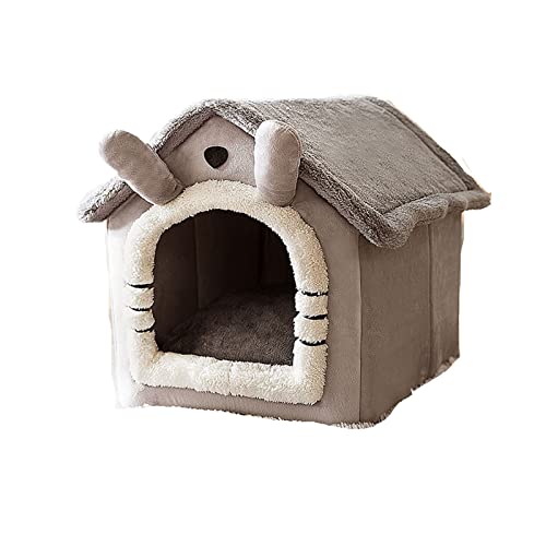 SUICRA Haustierbetten Cat Bed Sleep House Warm Cave Dog Kennel ; Removable Cushion Pad Soft Indoor Enclosed Tent Huts Sofa for Pet Cats Kittens Puppy (Color : Grijs, Size : XXL) von SUICRA