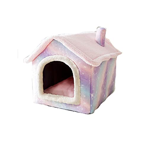 SUICRA Haustierbetten Cat Bed Sleep House Warm Cave Dog Kennel ; Removable Cushion Pad Soft Indoor Enclosed Tent Huts Sofa for Pet Cats Kittens Puppy (Color : Pink, Size : XXL) von SUICRA